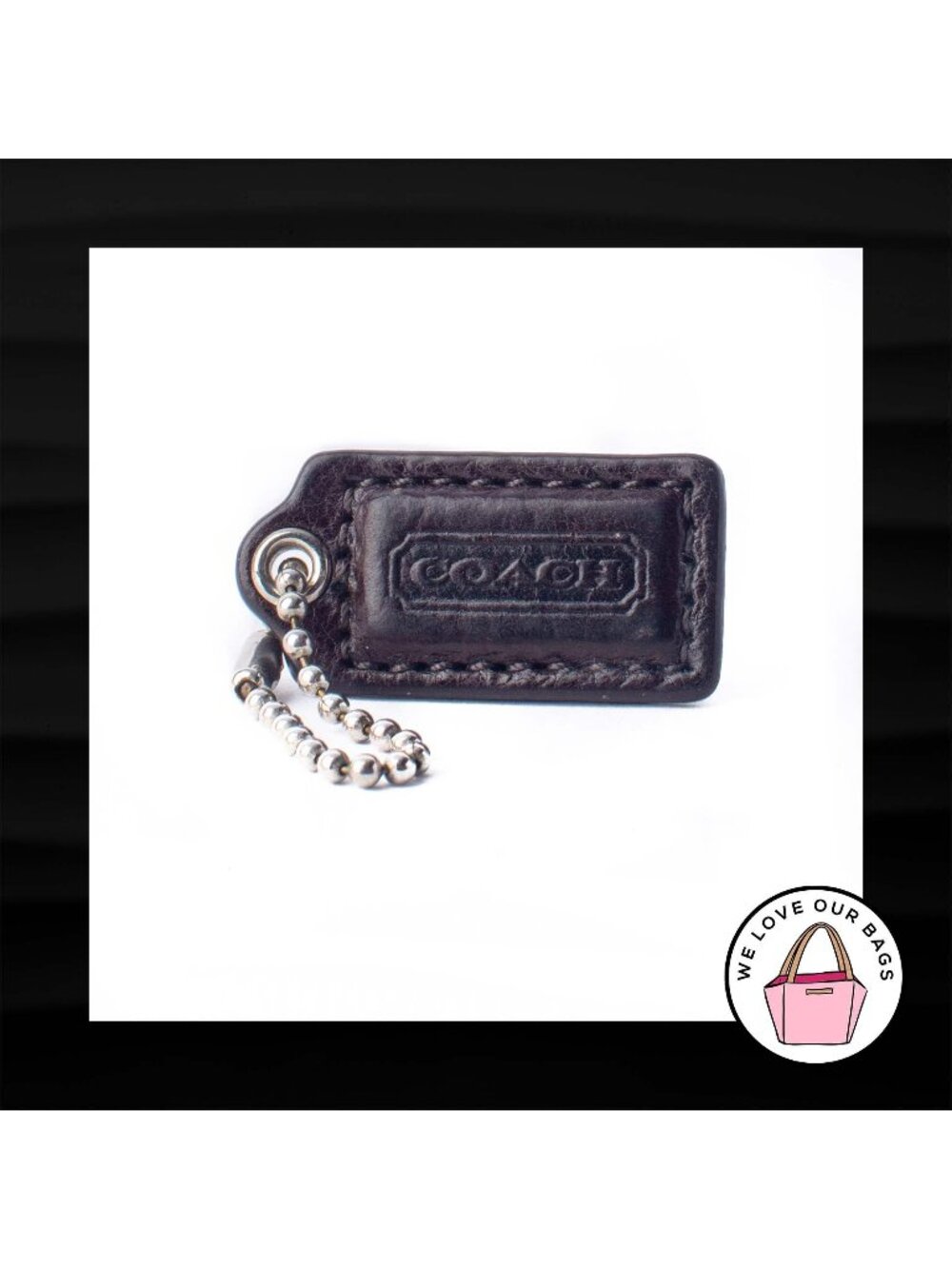 1.5" Small COACH BROWN LEATHER KEY FOB CHARM KEYCHAIN HANG TAG WRISTLET